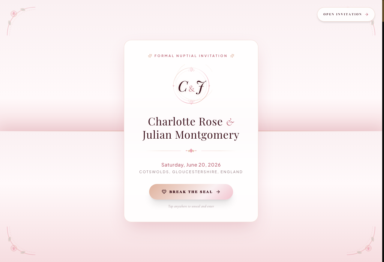 Preview of the Blooming English Garden & Romantic Blush Rose invitation design